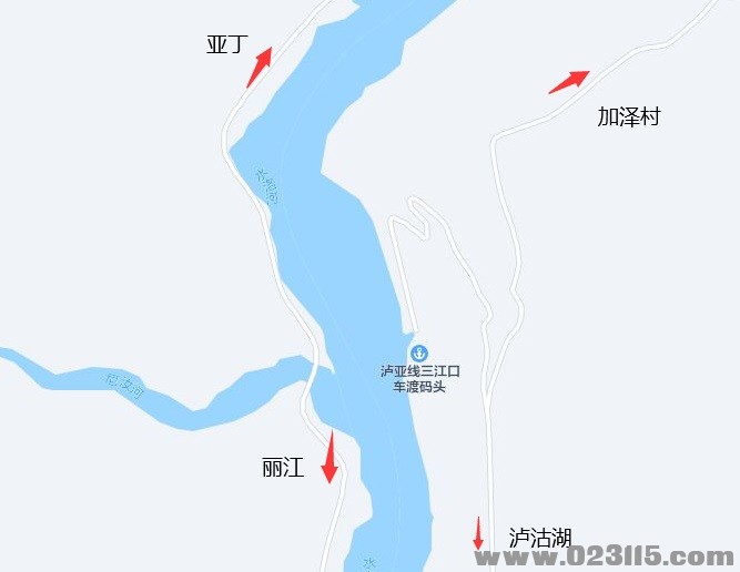 泸亚线南线三江口车渡2号码头（新渡口）各大地图位置标注